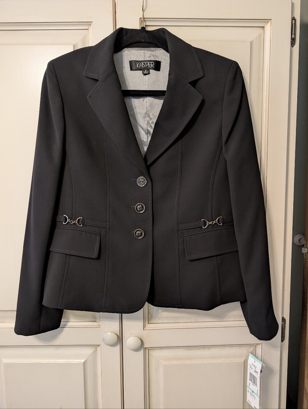 Kasper Women's Black Tailored Blazer With Metal Horse Bit Accents NWT